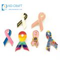 Wholesale custom metal enamel epoxy LGBT gay pride rainbow ribbon pins diabetes awareness autism breast cancer lapel pin badge